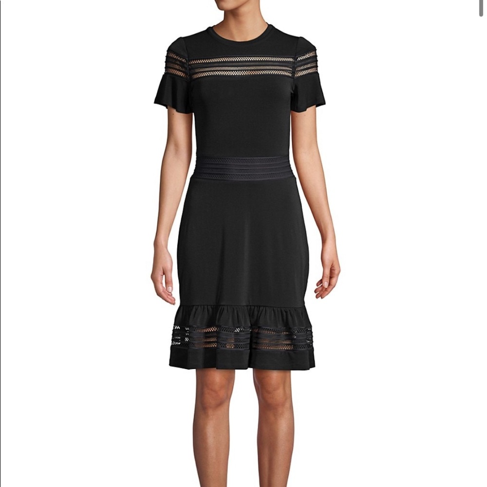 MK Mesh Mix Ruffle Dress